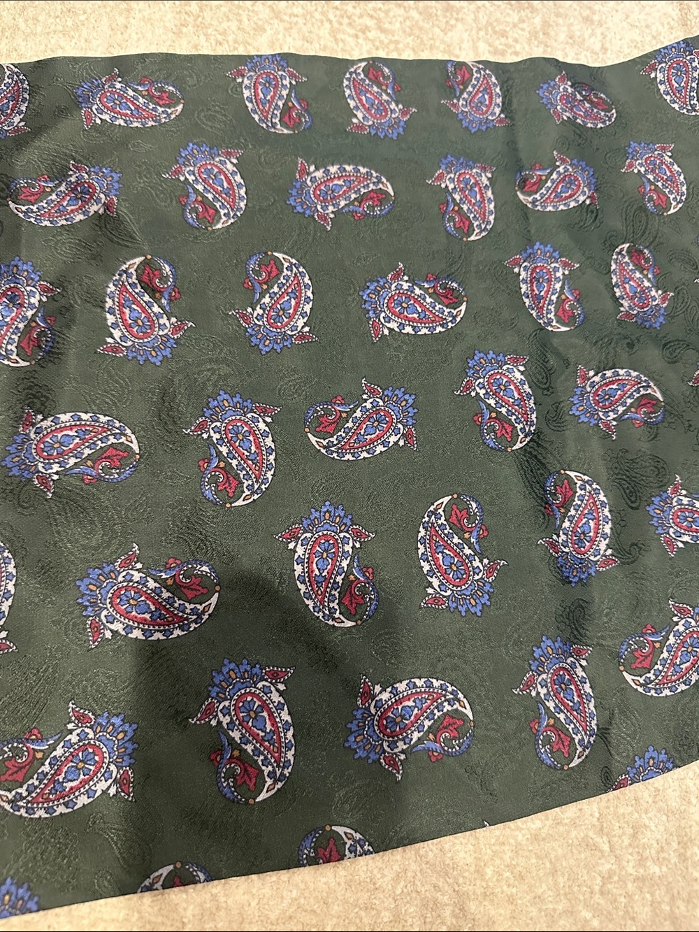 100% silk Paisley Print Silk Scarf in Forest Green